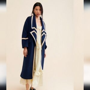 Navy Blue & Tan Long Coat
